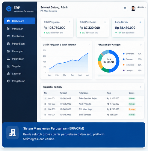Tangkapan layar sistem manajemen perusahaan ERP/CRM